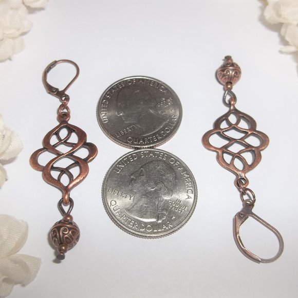 Earrings, Copper Earrings, Boho Earrings, Copper Dangle Earrings, Earring 7817 - Picture 4 of 10